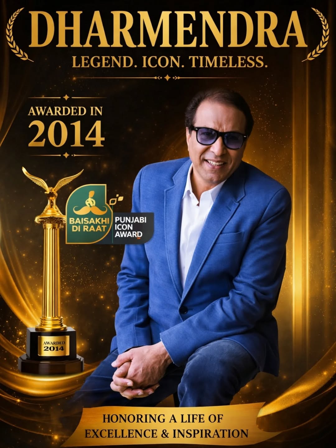 Yeh lo ek **single line copy-paste caption (English, 2026 throwback style)** 👇
**Dharmendra honoured with Punjabi Icon Award 2014 — Celebrating a legendary journey in 2026 ✨ #Dharmendra #PunjabiIconAward #Throwback2014 #Legend #BollywoodLegend Iconic PunjabiPride AwardNight CinemaLegend 2026Post**