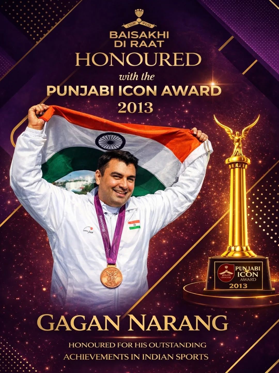 **Gagan Narang honoured at Punjabi Icon Awards 2013 — Celebrating a true champion in 2026 🎯 #GaganNarang #PunjabiIconAwards #Throwback2013 #Champion #IndianShooter Pride Legend SportsIcon 2026Post**