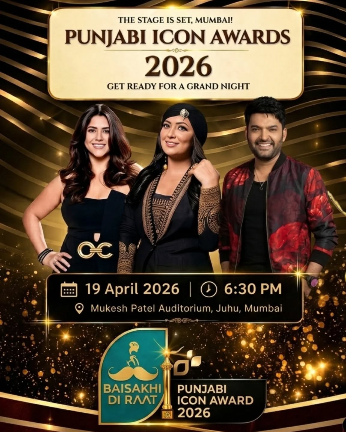 THE STAGE IS SET, MUMBAI! ✨

Punjabi culture, entertainment aur glamour ka sabse bada celebration aa raha hai…
Punjabi Icon Awards 2026 🏆

Ek aisi shaam jahan legends, icons aur stars ek hi stage par honge…
Lights, Camera, Celebration! 🎬

📍 Mukesh Patel Auditorium, Juhu, Mumbai
📅 19 April 2026
⏰ 7:00 PM

Get ready for a night full of energy, performances & unforgettable moments 💫

Baisakhi Di Raat – where icons are celebrated! 

#PunjabiIconAwards2026
#BaisakhiDiRaat
#PunjabiIconAwards
#MumbaiEvents
#AwardShowVibes